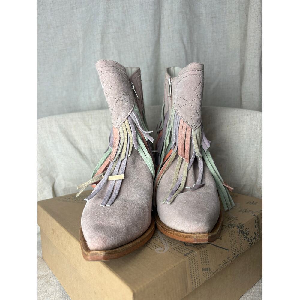 Free People Pink Lawless Fringe Western Boots Size 40 - Picture 9 of 12